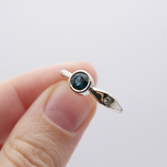 ENGAGEMENT RING WITH LONDON BLUE TOPAZ AND DIAMOND