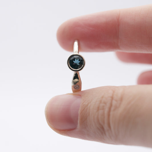 ENGAGEMENT RING WITH LONDON BLUE TOPAZ AND DIAMOND