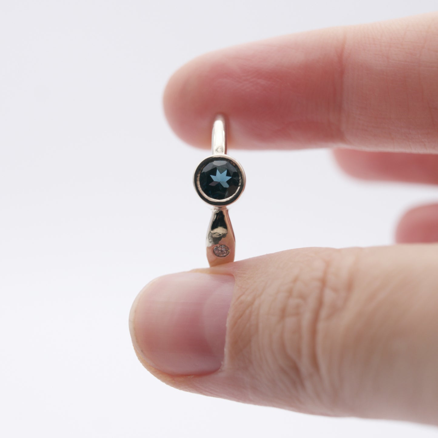 ENGAGEMENT RING WITH LONDON BLUE TOPAZ AND DIAMOND